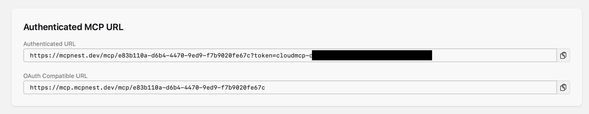 Authenticated URL Panel